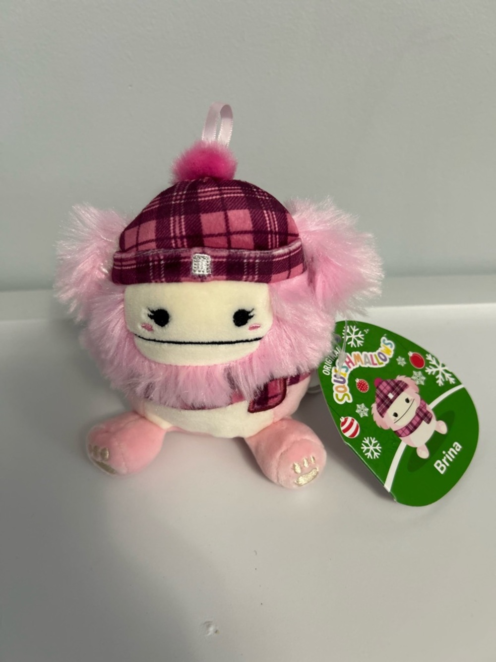 Squishmallows Pink and Cream Brina Plush Ornament